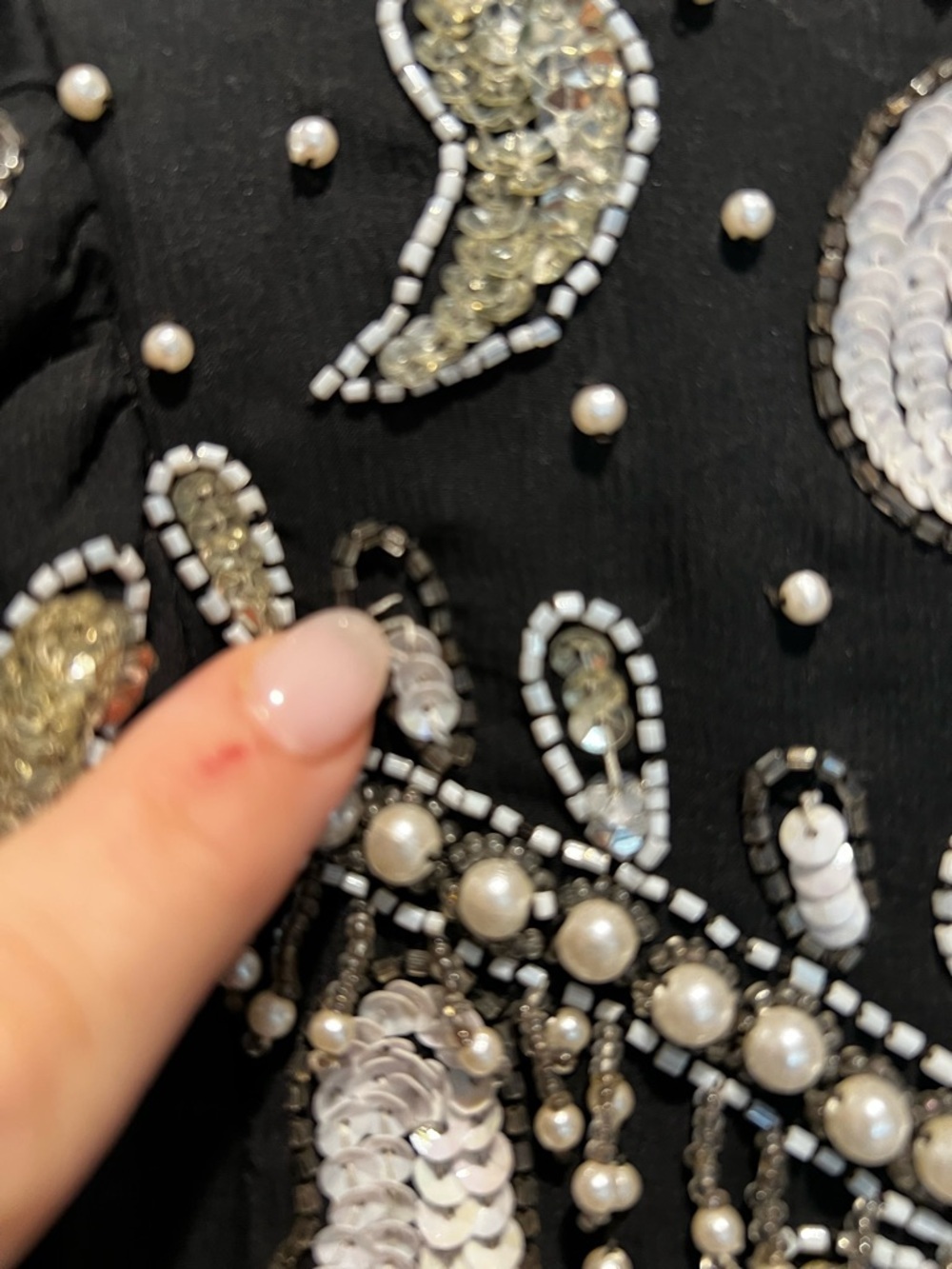 Scala Black Beaded Pearl Sequin Dress Size S - Picture 8 of 12